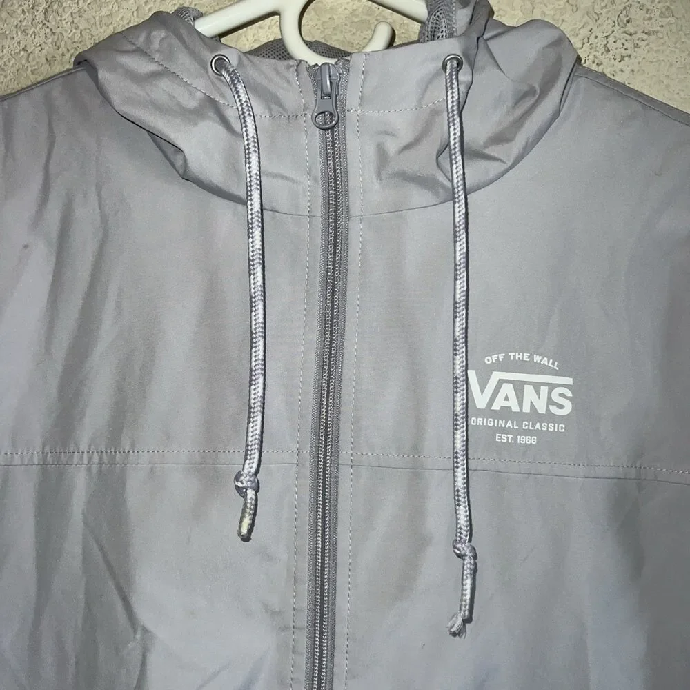 Vans Windbreaker Jacket Women Hooded Mesh Lined Full Zip Purple Logo S Skater